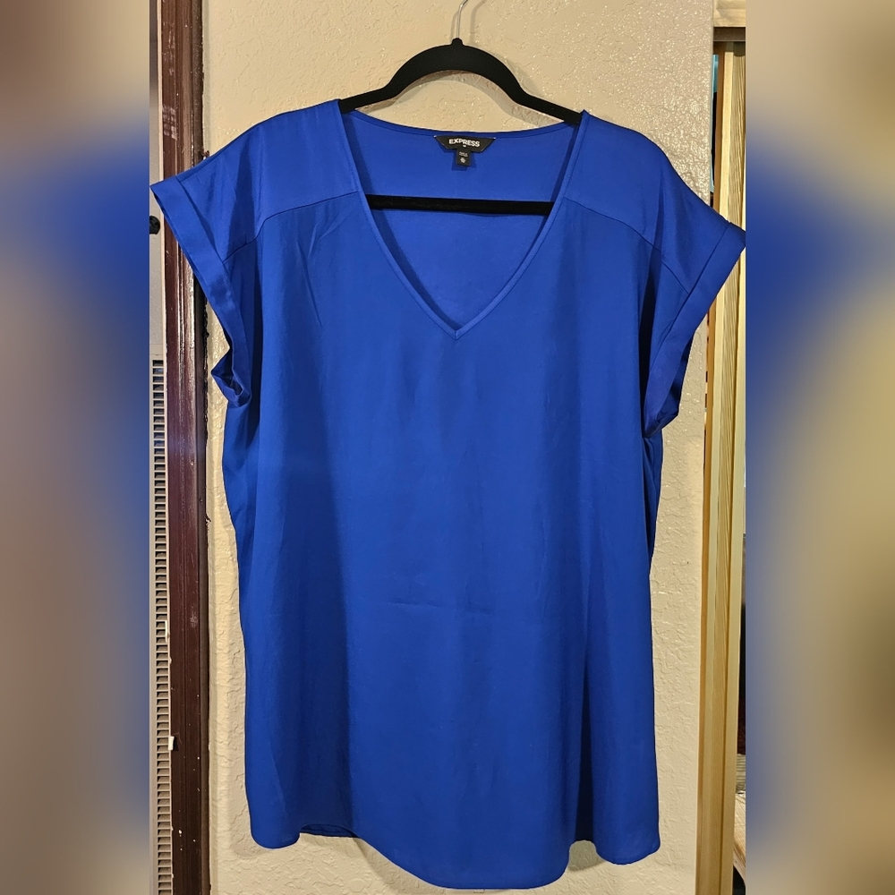 Express Royal Blue V-Neck Blouse Size XL